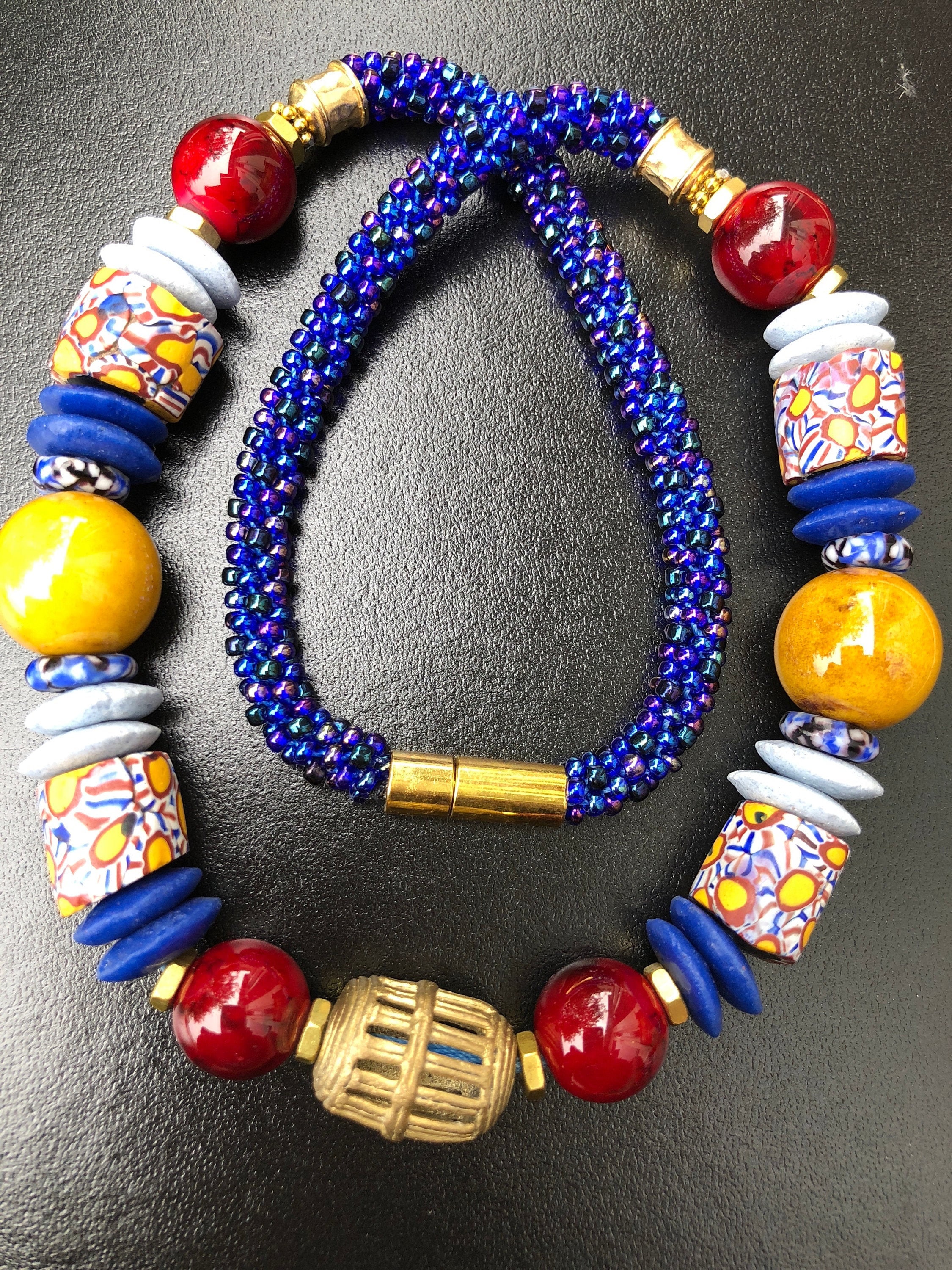 Ghana krobo hand made bead necklace and bracelet for kids (girl)