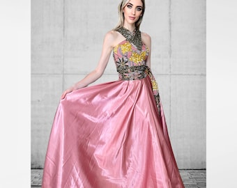 ROSE GOLD SYLVIA Criss Cross Evening Dress, Anniversary Dress, Special Occasion, Wedding Dress,  Quinceanera, dress SKu#BD1022