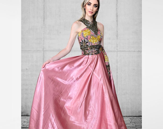 ROSE GOLD SYLVIA Criss Cross Evening Dress, Anniversary Dress, Special Occasion, Wedding Dress,  Quinceanera, dress SKu#BD1022