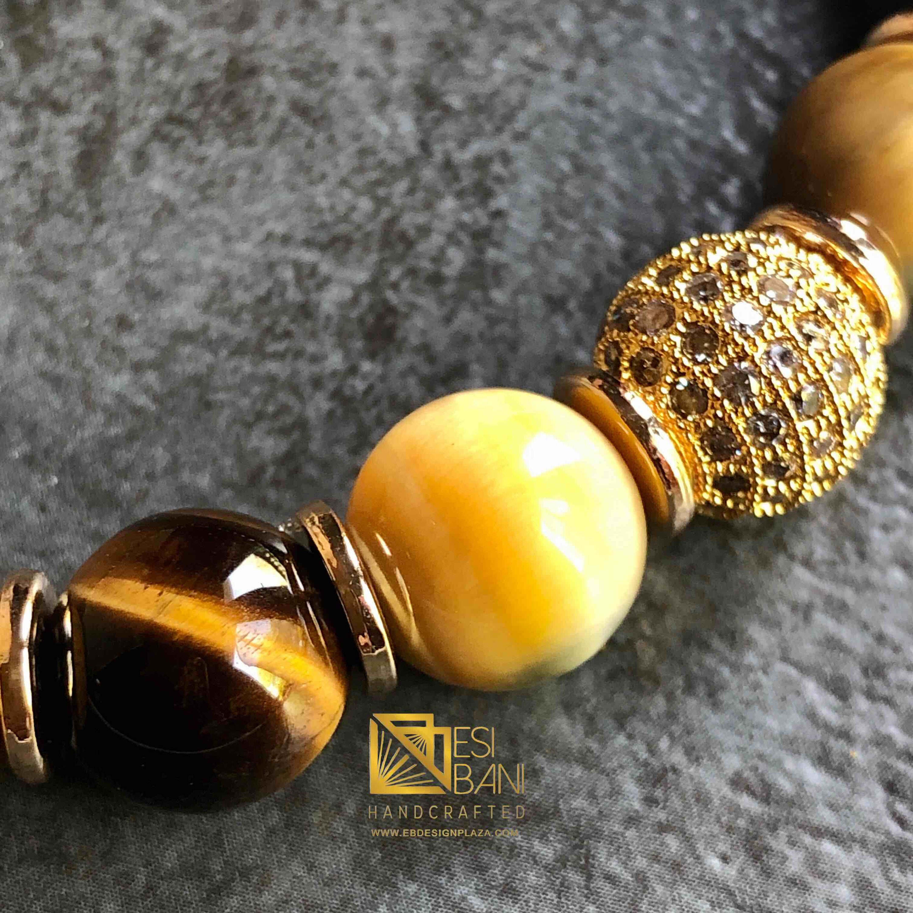 Men’s Tiger Eye & Cubic Zirconia Mfalme Necklace/ Men’s Jewelry/ Men’s ...