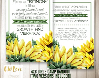 Girls camp handouts - Testimony is like a seed quote  INSTANT download  / Young Women LDS quotes