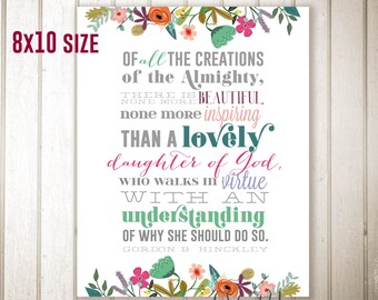 8x10 size Instant Download - Daughter of God quote from President Hinckley