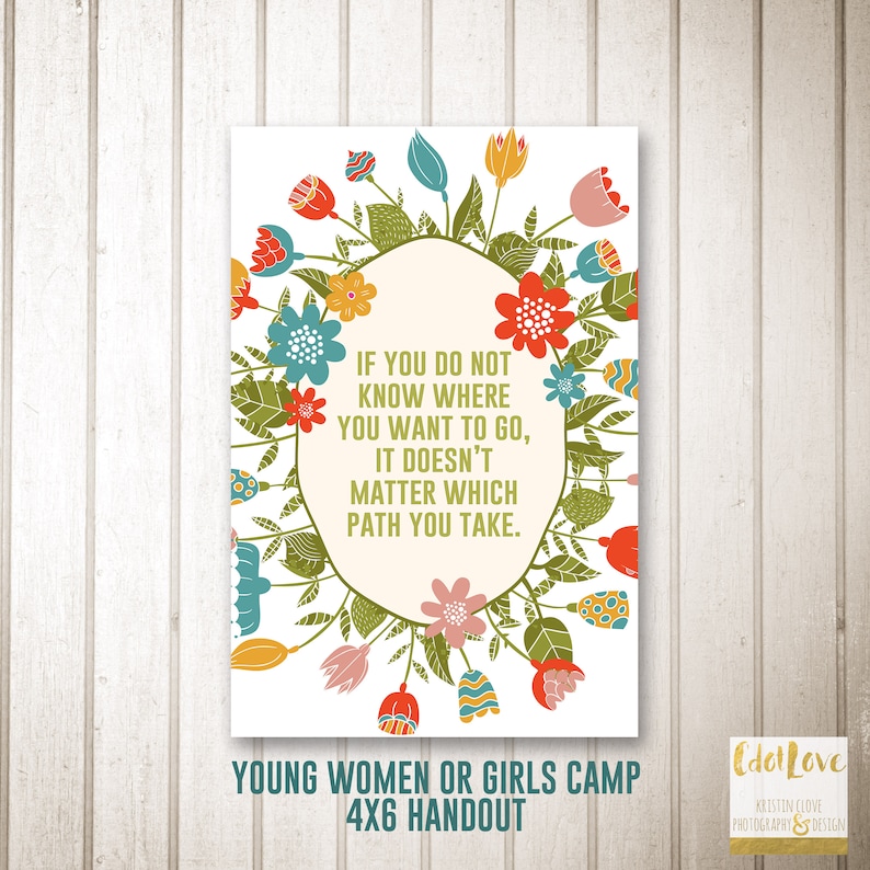 Girls camp handouts Know Where You Are Going INSTANT download/Young Women LDS quotes image 1