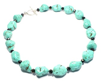 Turquoise Nugget Statement Necklace - Chunky Turquoise Necklace - Bold Turquoise Necklace - Turquoise Jewelry - Turquoise Statement Necklace