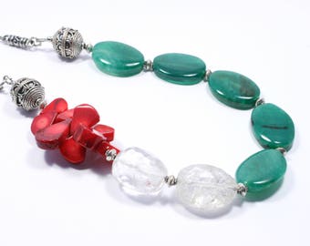Gemstone Statement Necklace - Long Beaded Gemstone Necklace - Gemstone Jewellery -  Colorful Necklace - Multi Semi Precious Stone Necklace