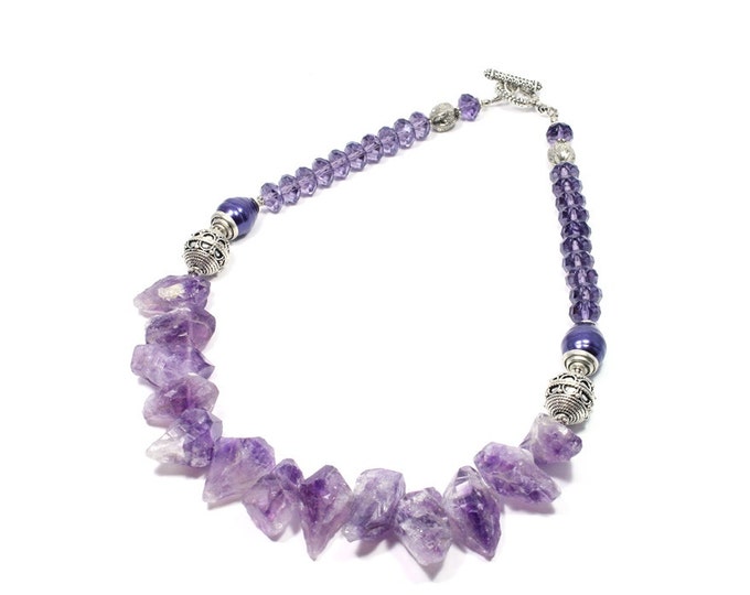 Amethyst Statement Necklace Amethyst Crystal Necklace Etsy