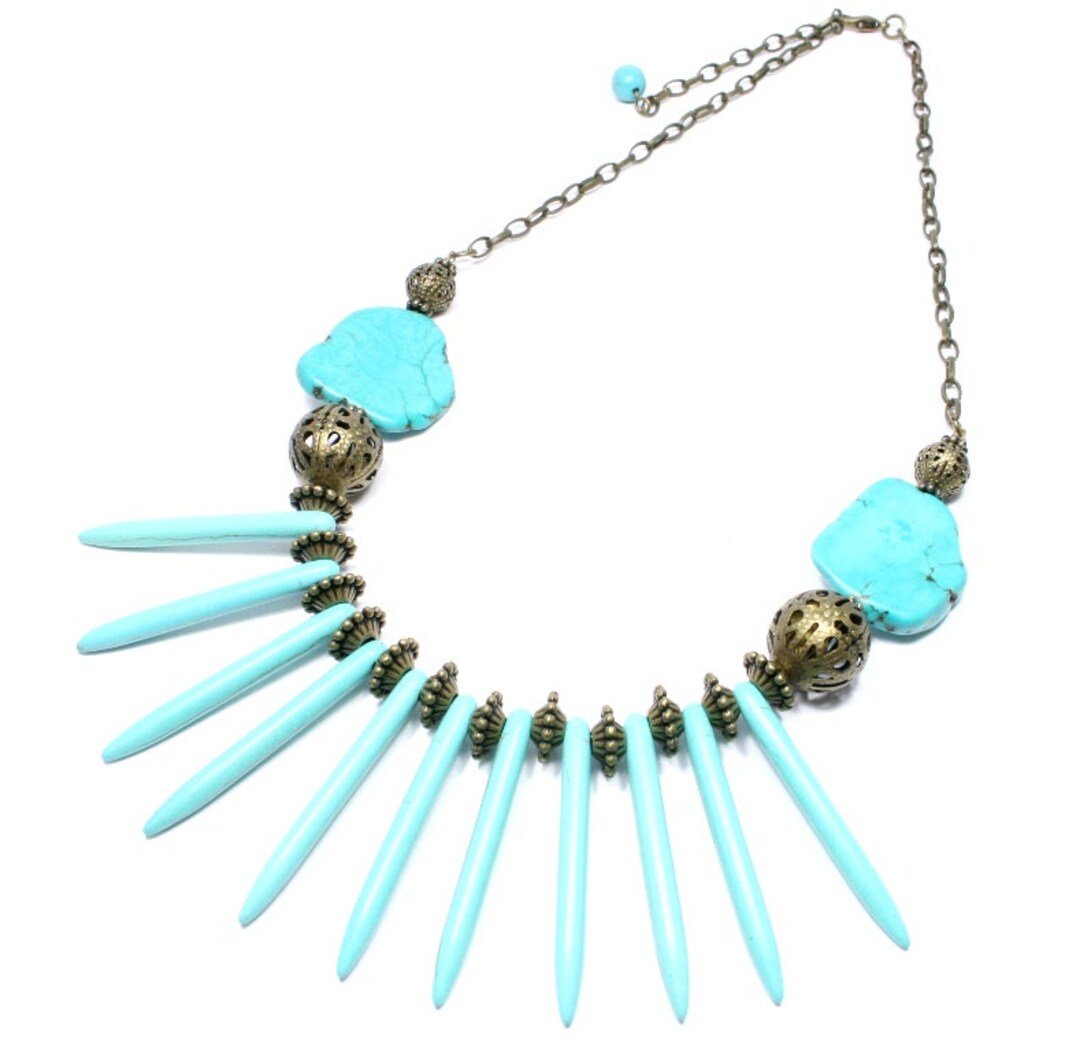 Turquoise Necklace with Spikes main image 0