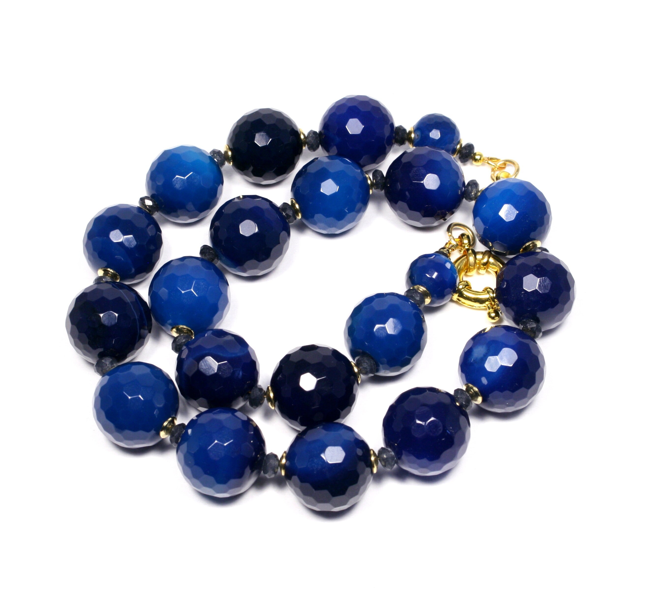 Blue Agate Gold Necklace Blue Gemstone Choker Necklace Etsy UK