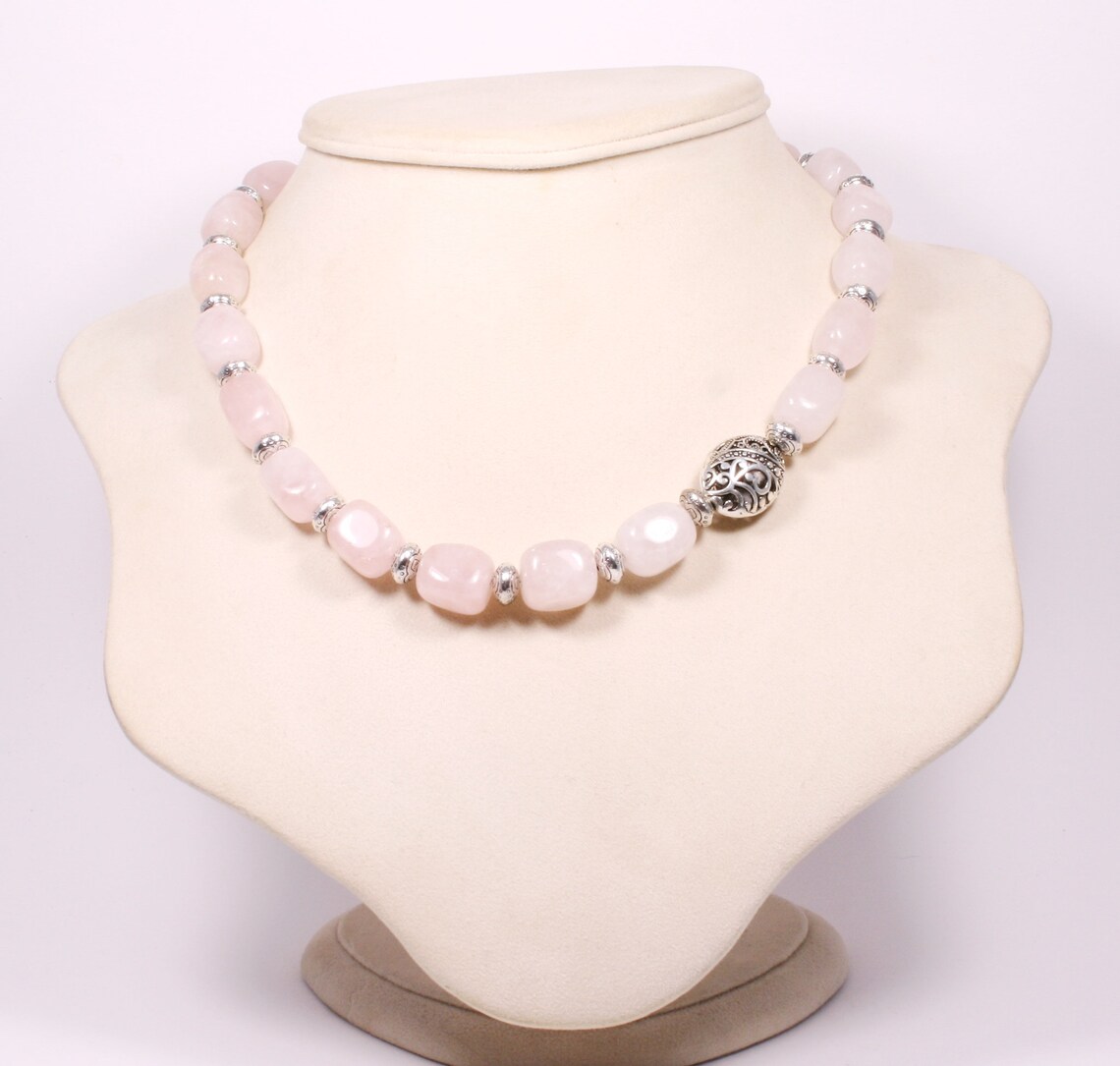 Rose Quartz Necklace Semi Precious Gemstone Necklace Semi Precious