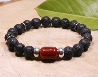 Men's Lava Rock Bracelet - Valentines Gift for Him - Lava Bead Bracelet - Men's Stretch Bracelet - Jewellery for Him - Men's Bracelets