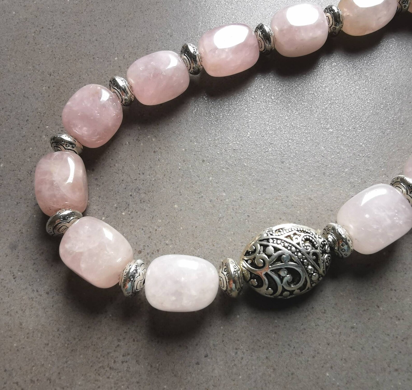 Rose Quartz Necklace Semi Precious Gemstone Necklace Semi Precious