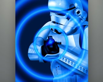Star Wars "Stormtrooper: Set for Stun" Art Print by Herofied / Blue Series, A New Hope / Metal, Canvas, & Acrylic options