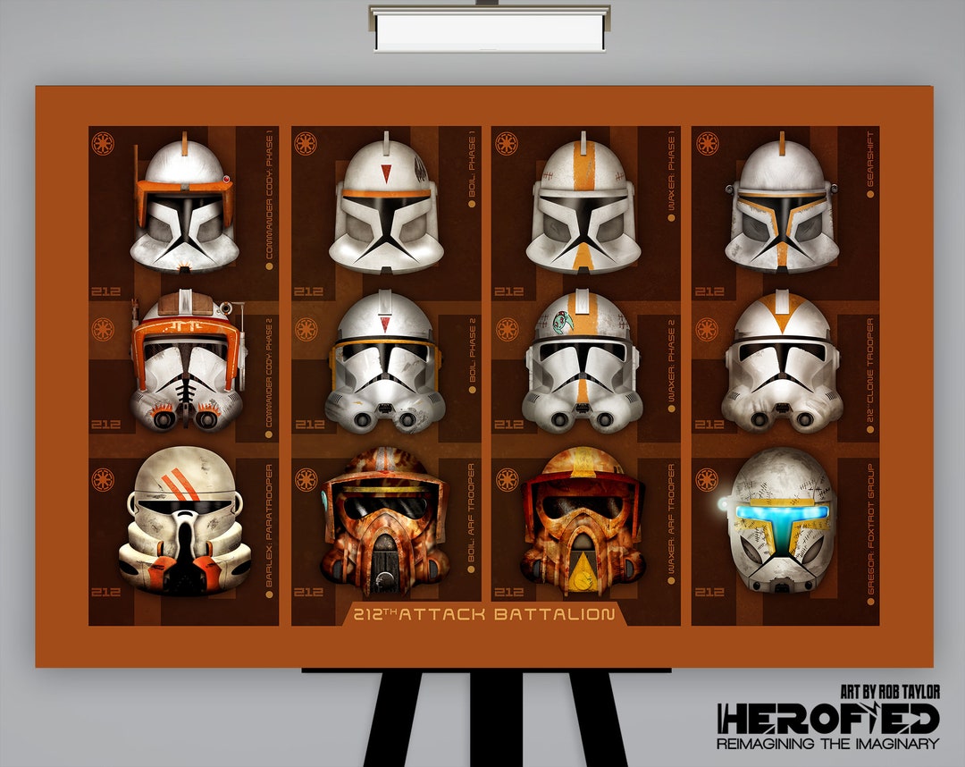 Star Wars 212th Attack Battalion 12 Clone Trooper Helmet Composite Art Print by Herofied Metal Canvas Acrylic Options Commander Cody Etsy