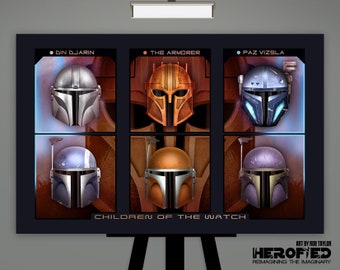 Star Wars "Children of the Watch Helmet Composite" Art Print by Herofied / Mandalorian / Metal, Canvas, & Acrylic options