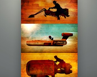 Star Wars Speeders "Sands of Time" Art Print by Herofied / Anakin Skywalker, Luke Skywalker, Rey / Metal, Canvas, & Acrylic options