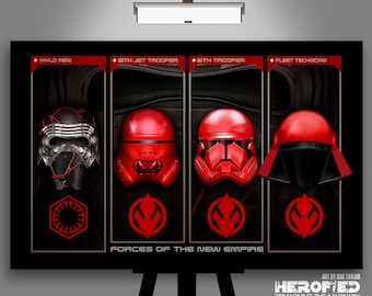 Star Wars "Forces of the New Empire Helmet Composite" Art Print by Herofied / Rise of Skywalker, Kylo Ren / Metal, Canvas, & Acrylic options