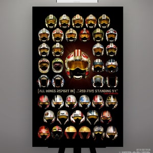 Star Wars Rebel and  Resistance Pilot "Helmet Composite 4 of 7" Art Print by Herofied /  Luke Skywalker / Metal, Canvas, Acrylic options