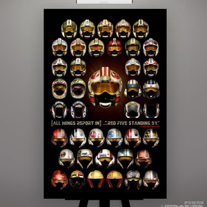 Star Wars Rebel and  Resistance Pilot &quot;Helmet Composite 4 of 7&quot; Art Print by Herofied /  Luke Skywalker / Metal, Canvas, Acrylic options