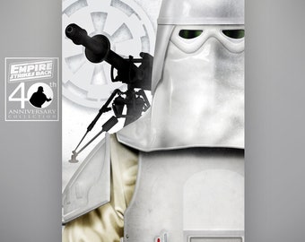 Star Wars Snowtrooper & E-Web Heavy Repeating Blaster Art Print by Herofied / Options include Metal, Canvas, Acrylic / Empire Strikes Back