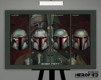 Star Wars "Boba Fett Evolution (Updated for 2023) Helmet Composite" Art Print by Herofied / Mandalorian / Metal, Canvas, & Acrylic options