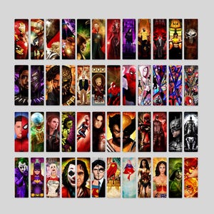 Metal Bookmarks - Superheroes and Villains - Choose Your Bookmark Designs! / Art by Herofied