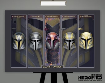Star Wars "Clan Wren Helmet Composite" Art Print by Herofied / Mandalorian / Metal, Canvas, & Acrylic options