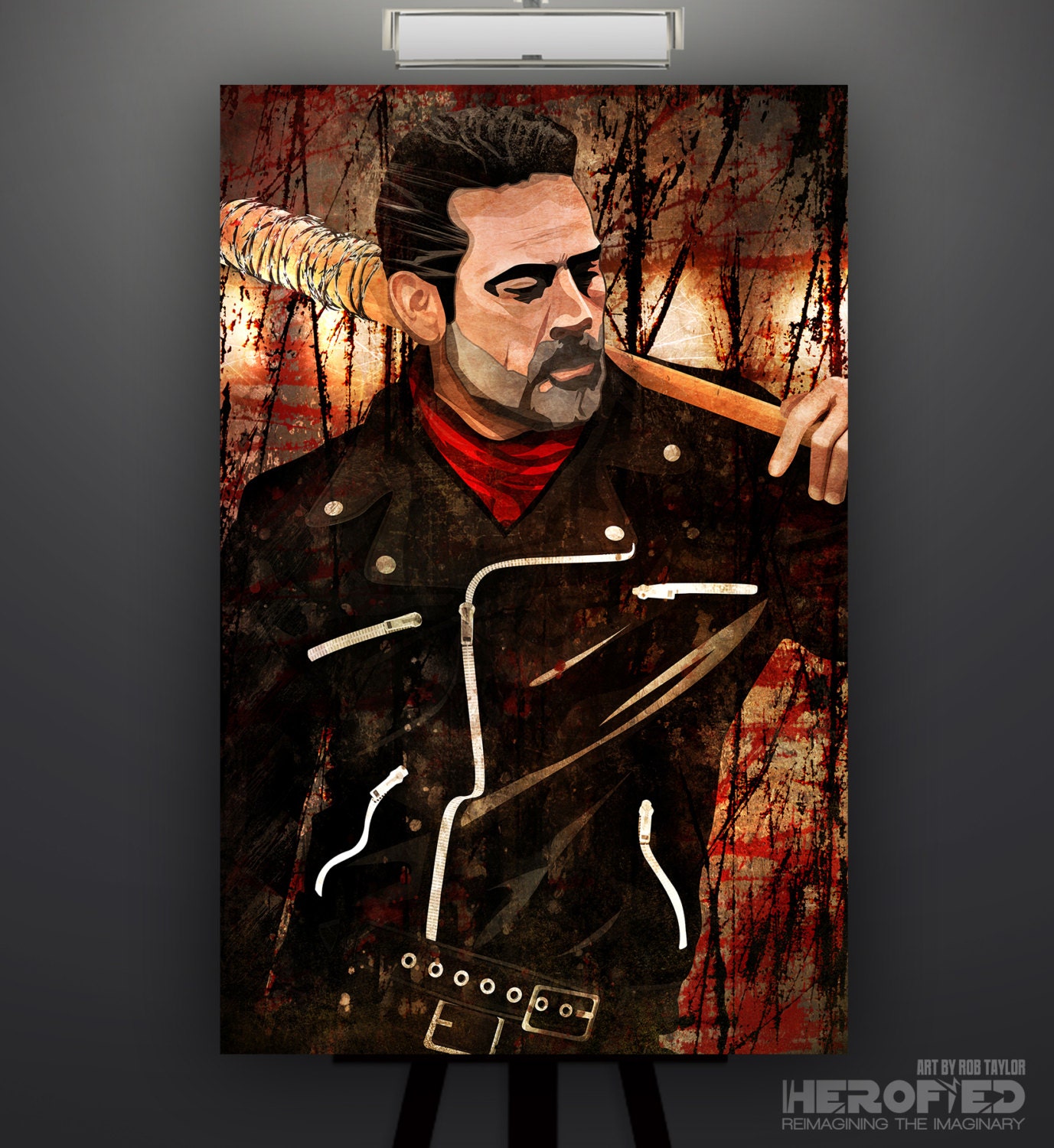 Negan Smith Art Print the Walking Dead Room Decor Zombie