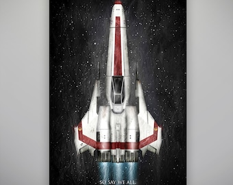 Battlestar Gallactica Viper Art Print by Herofied / William "Bill" Adama's Viper / Husker / So Say We All / Metal, Canvas, & Acrylic options