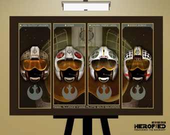 Star Wars "Y-Wing Pilots: Gold Squadron Helmet Composite" Art Print by Herofied / Rebel Alliance / Metal, Canvas, & Acrylic options