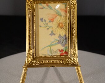 Antique Vintage Rectangle Picture Frame Scrolled Etched Filigree Celluloid Victorian Style Print Glass Table Top Home Decor Collectable Rare