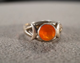 Size 7 Vintage Sterling Silver Band Ring Round Cultured Pearl Classic Sleek Solitaire Setting Art Deco Style Collectable
