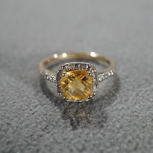 Vintage Wedding Band Stacker Design Ring Sterling Silver 11 Round Square Prong Set Golden Citrine Diamond Cluster Halo Multi Stone Setting 8