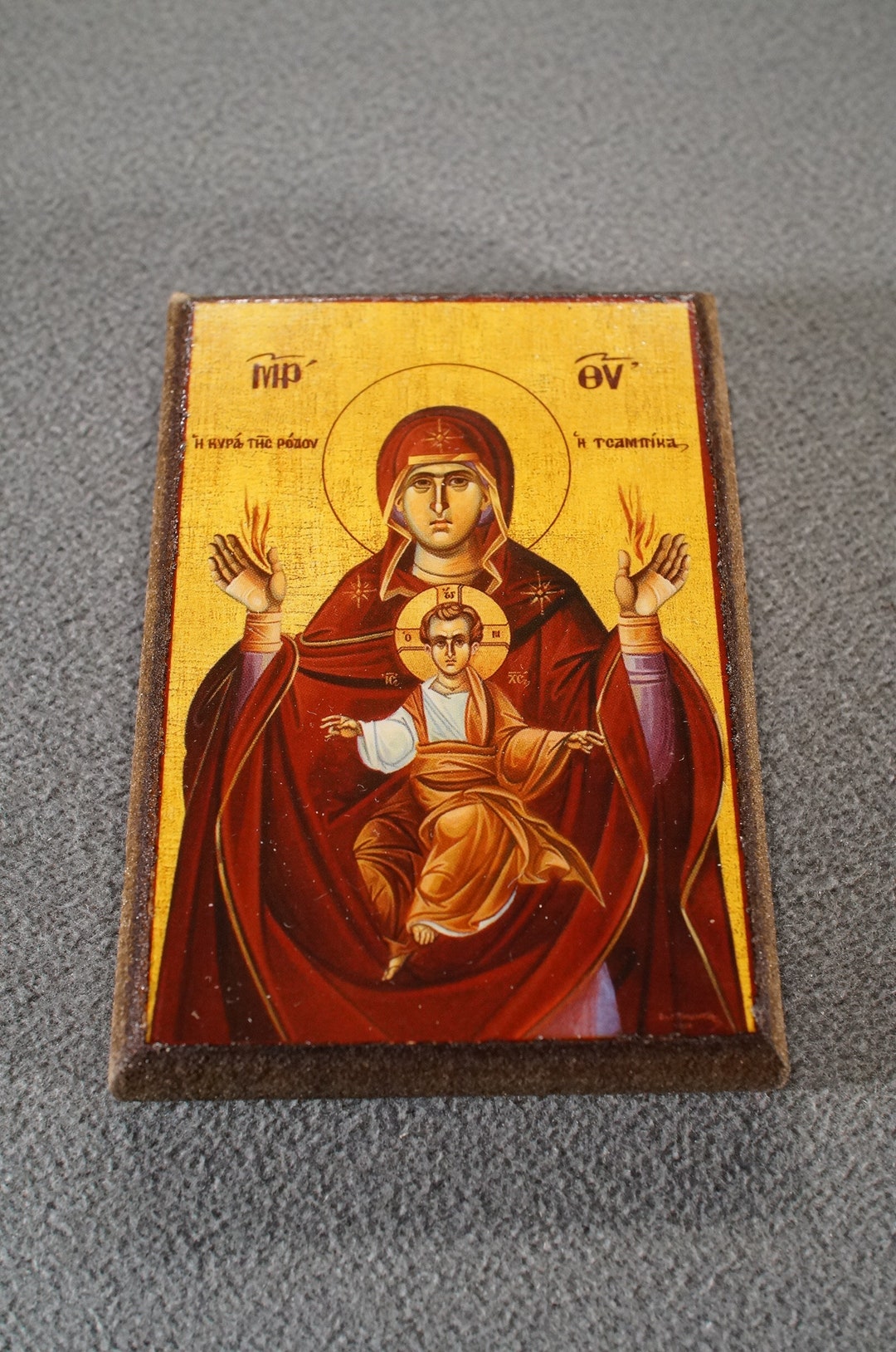 Vintage Greek Italian Florentine Gold Gilt Gesso Wooden Icon Religious ...