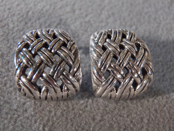Vintage Sterling Silver Braided Interwoven Bold W… - image 1