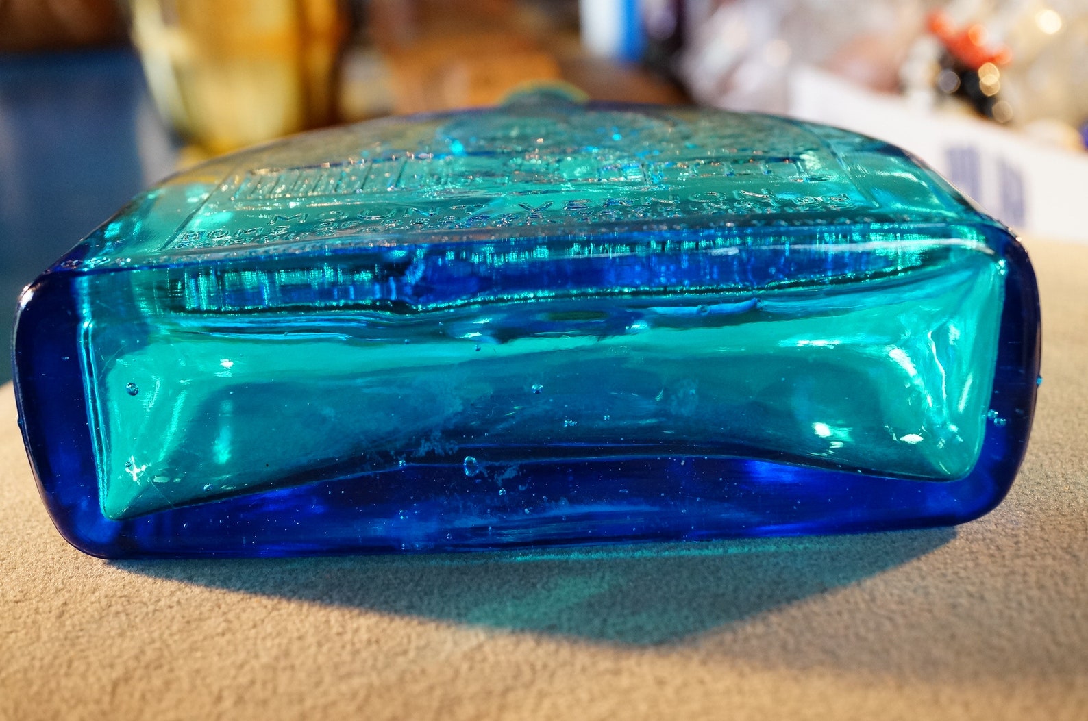 Antique Vintage Heavy Royal Blue Art Glass Bottle Vase 1972 Etsy