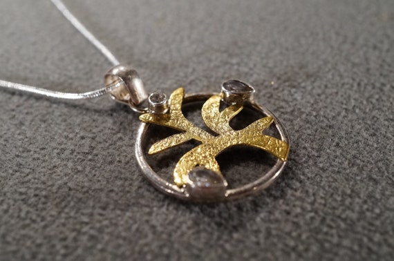 Vintage Sterling Silver Yellow Gold Overlay Penda… - image 3