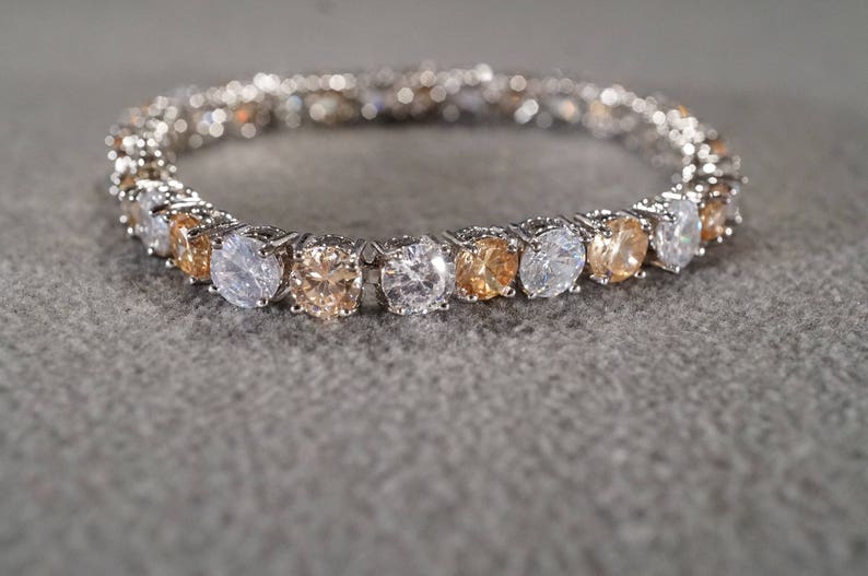 Vintage Sterling Silver Tennis Style Bracelet 29 Round Prong Etsy