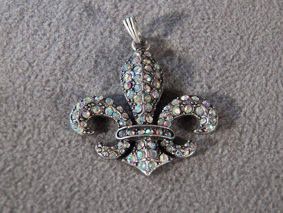 Fleur-De-Lis Cross Pendant with Fancy Bead Design Antiqued Sterling Silver Fleur-De-Lis Cross Pendant with Fancy Bead Design Antiqued Sterling Silver