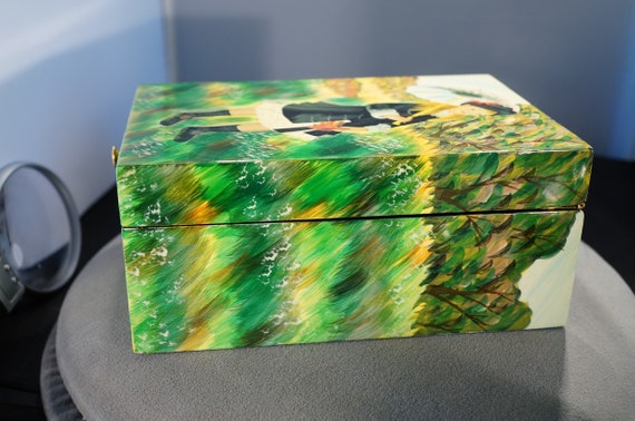 Vintage Large Rectangle Hinged Design Trinket Jew… - image 3