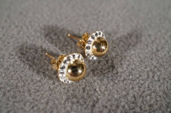 Vintage 10 K Yellow Gold Pierced Earrings Multi R… - image 2