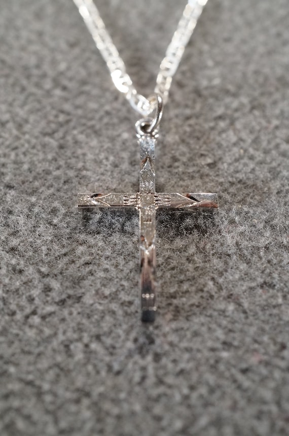 Vintage Sterling Silver Religious Cross Pendant C… - image 2