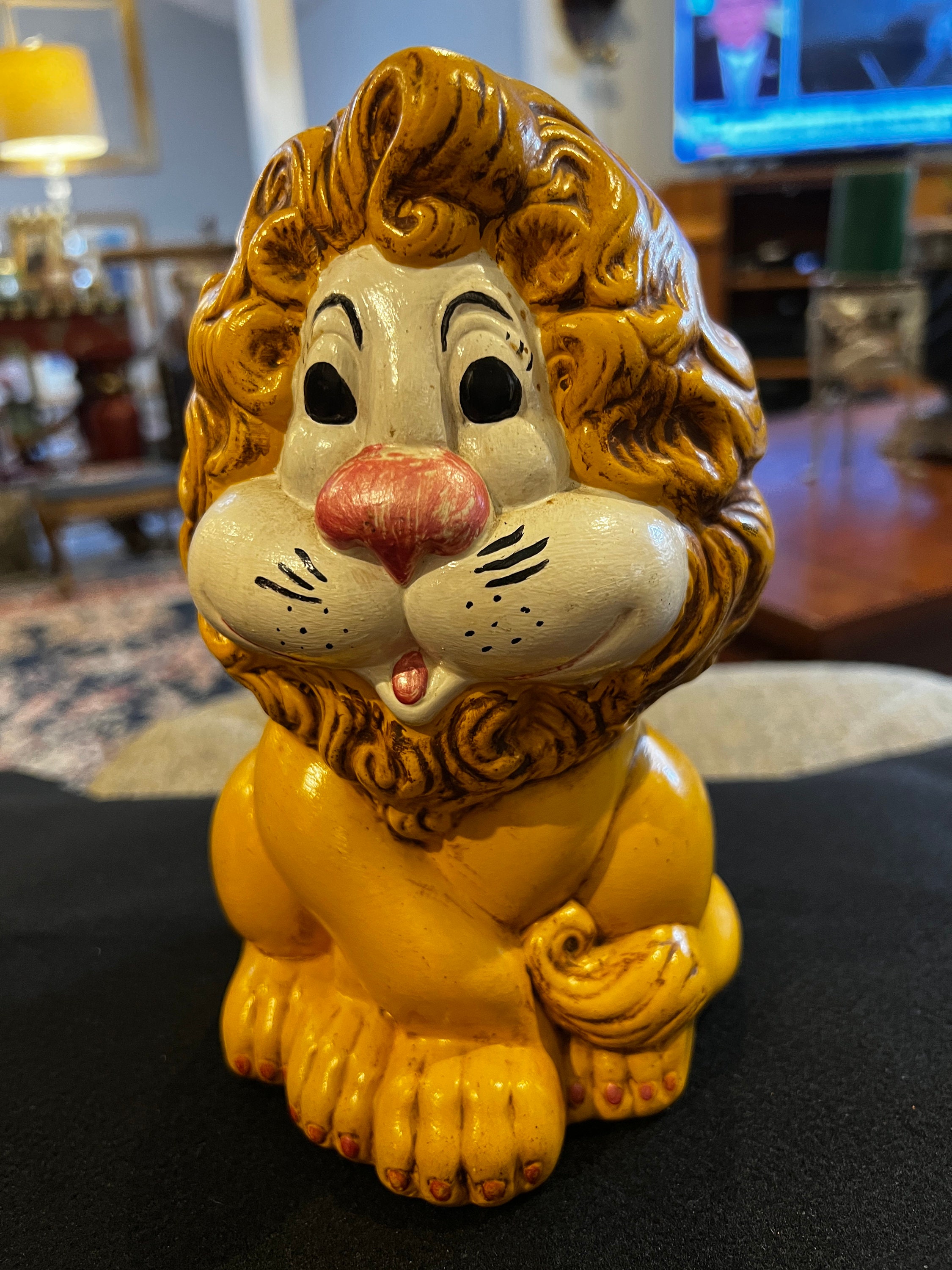 Antique Vintage 1970's Retro Atlantic Mold Ceramic Lion Tiger