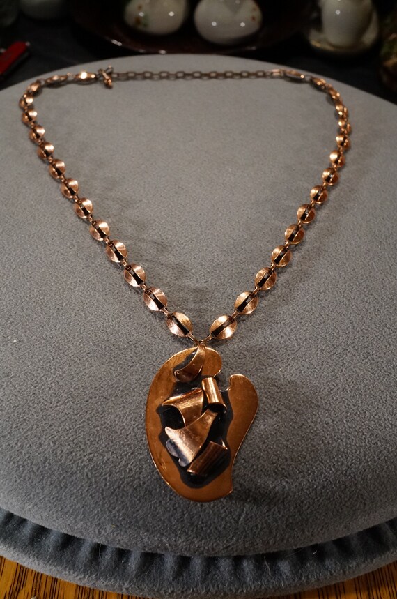 Vintage Pendant Charm Necklace Chain Solid Copper… - image 1