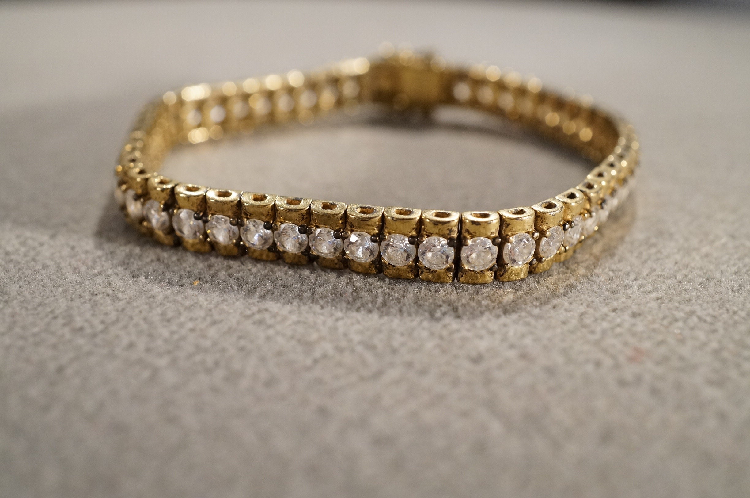 リンク　K18 ヴィンテージ Vintage Sterling Silver Yellow Gold Overlay Tennis Bracelet
