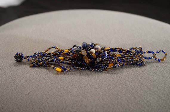 Vintage Bracelet Multi Round Rectangle Glass Bead… - image 1