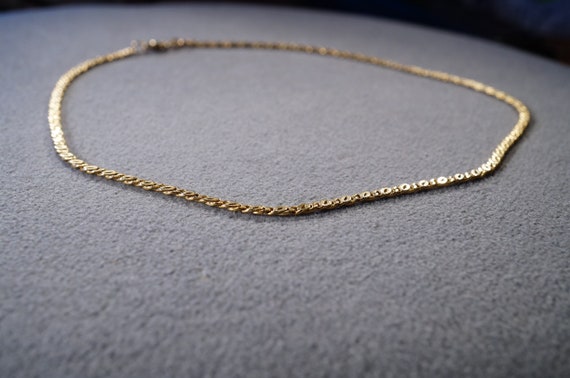 Vintage 14 K Yellow Gold Necklace Chain Unique Th… - image 3