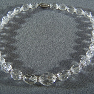 Vintage Fancy  Carved Lucite  bead Multi Round  rhinestone fancy  necklace
