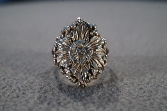Vintage Sterling Silver Band Ring Fancy Etched Scr