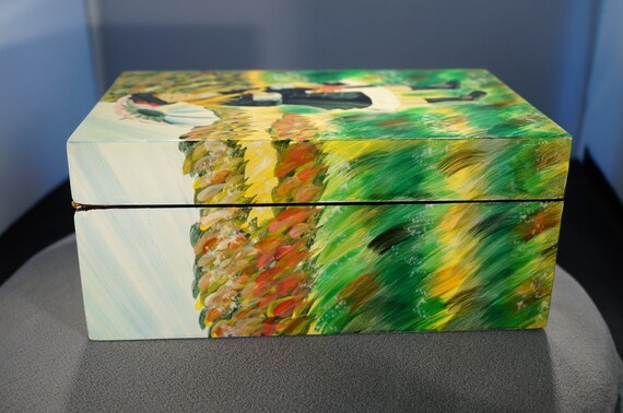 Vintage Large Rectangle Hinged Design Trinket Jew… - image 5