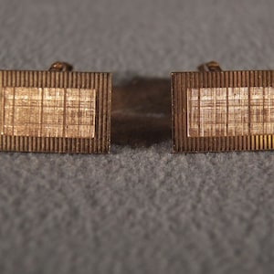 Vintage 12 K Yellow Gold Filled Fancy Etched Rectangle Unisex Design Cuff Links       **RL